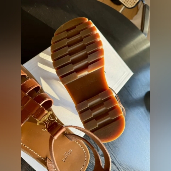 Celine Triomphe Leather Sandals - Picture 4 of 6